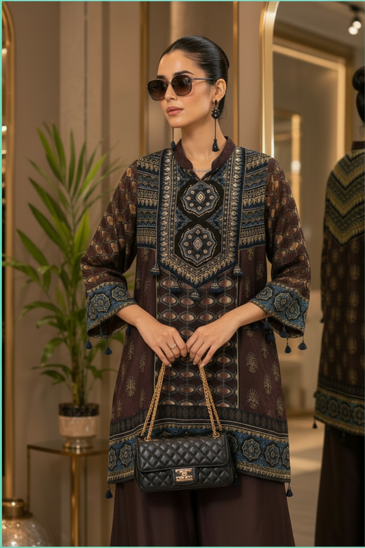 Designer Crepe Indie Printed Kurta Set