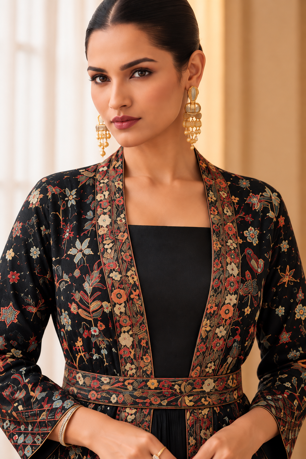 Kashmira Black Embroidered Jacket Style Gown