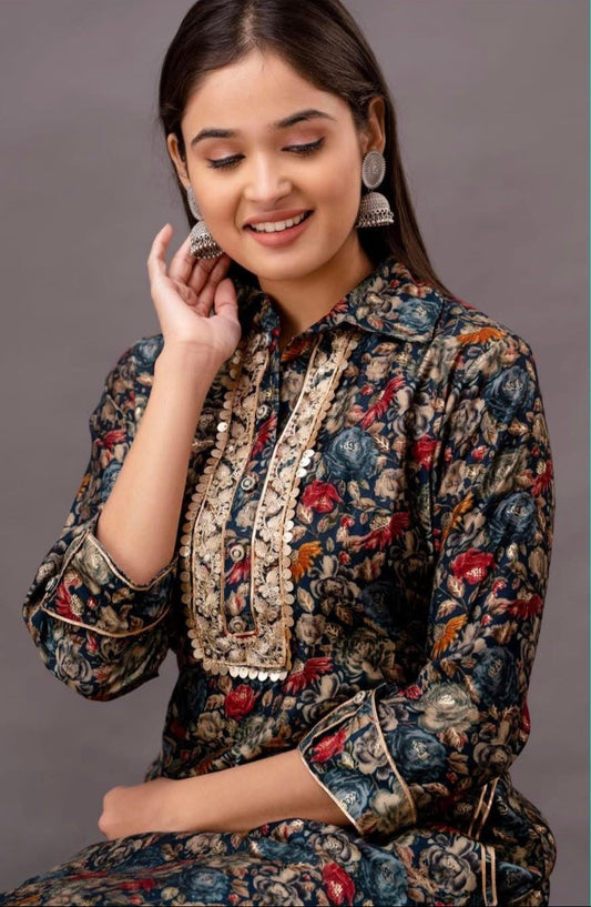 Floral printed kurta co-ord set