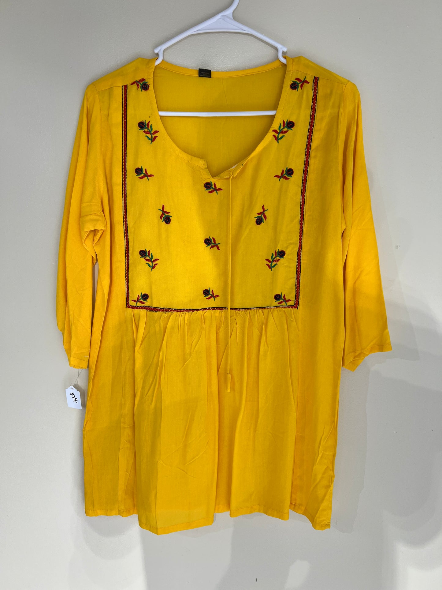 Plain yellow cotton short kurti