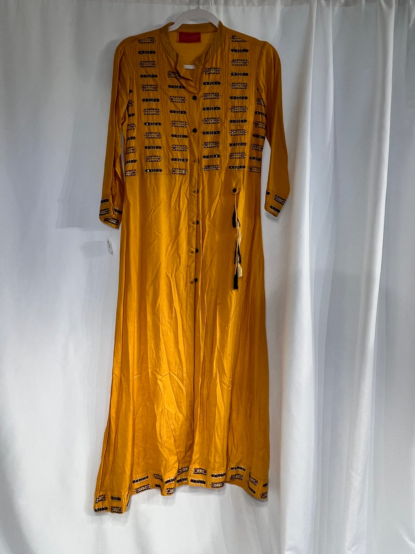Plain yellow cotton long kurti
