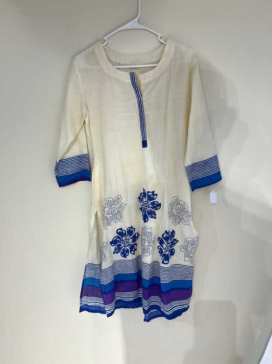 Offwhite cotton long kurti