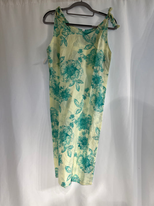 Printed green cotton long kurti