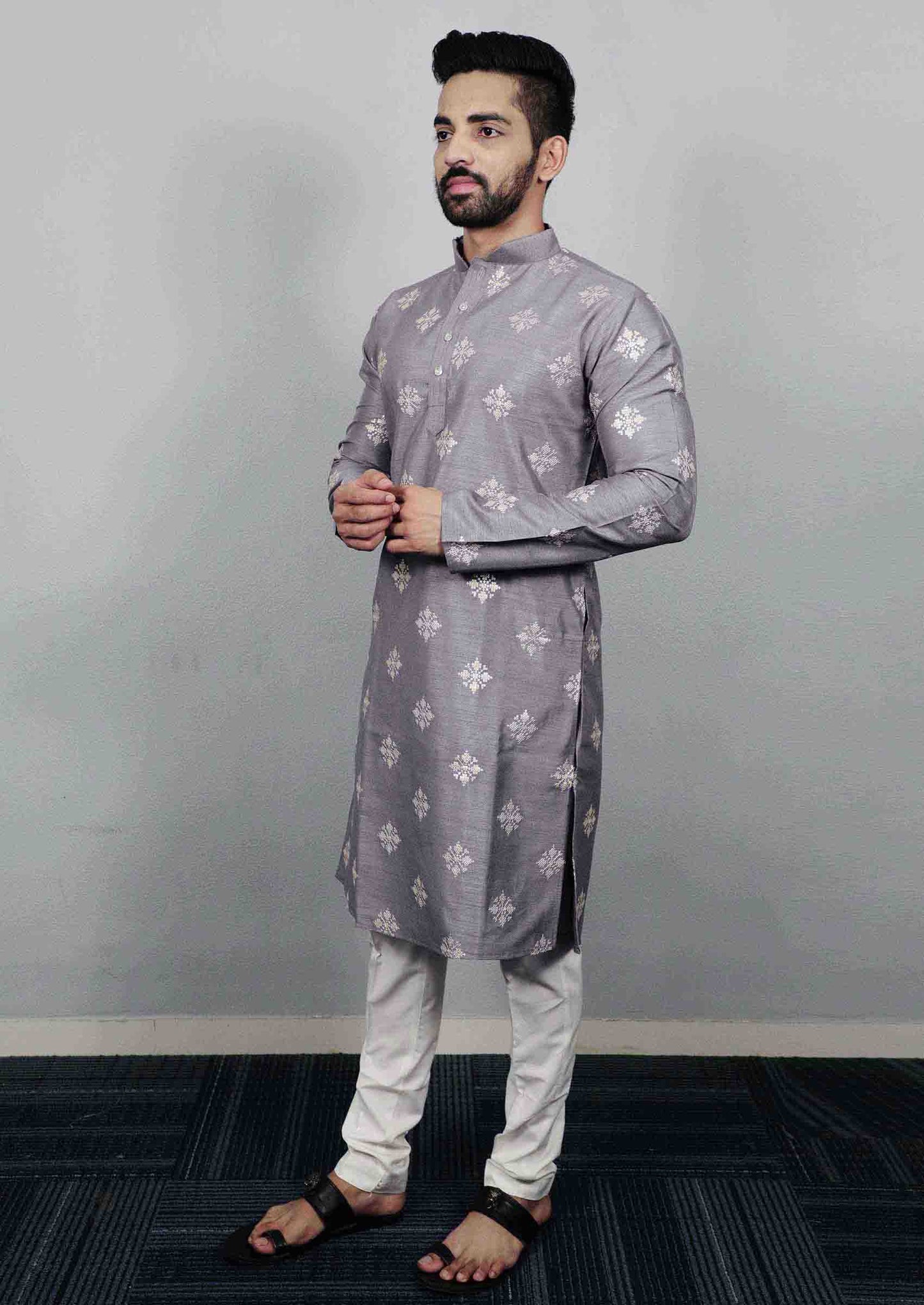 Gray soft porban silk Kurta set