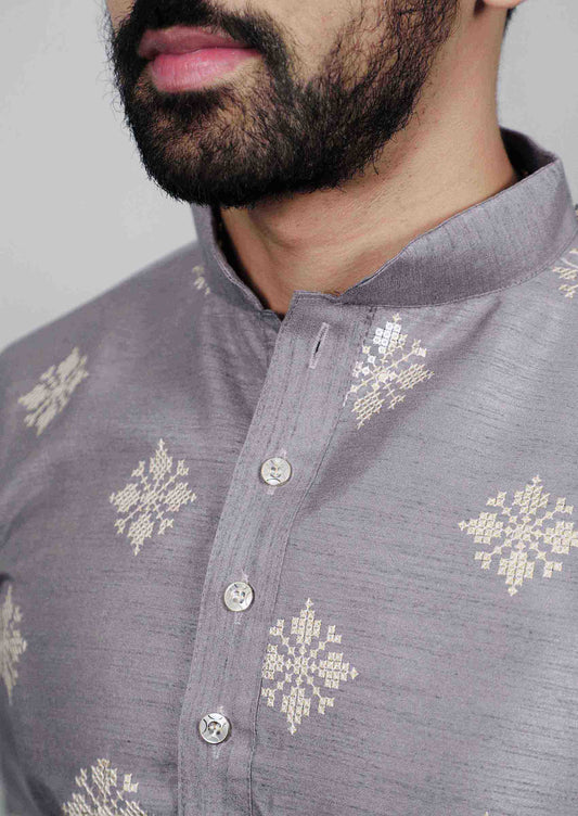 Gray soft porban silk Kurta set