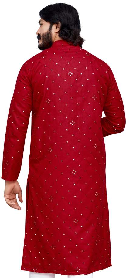 Red Kurta Churidar Set Art Silk