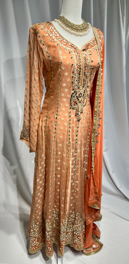 Peach Gown with Embroidery & Sequin Work