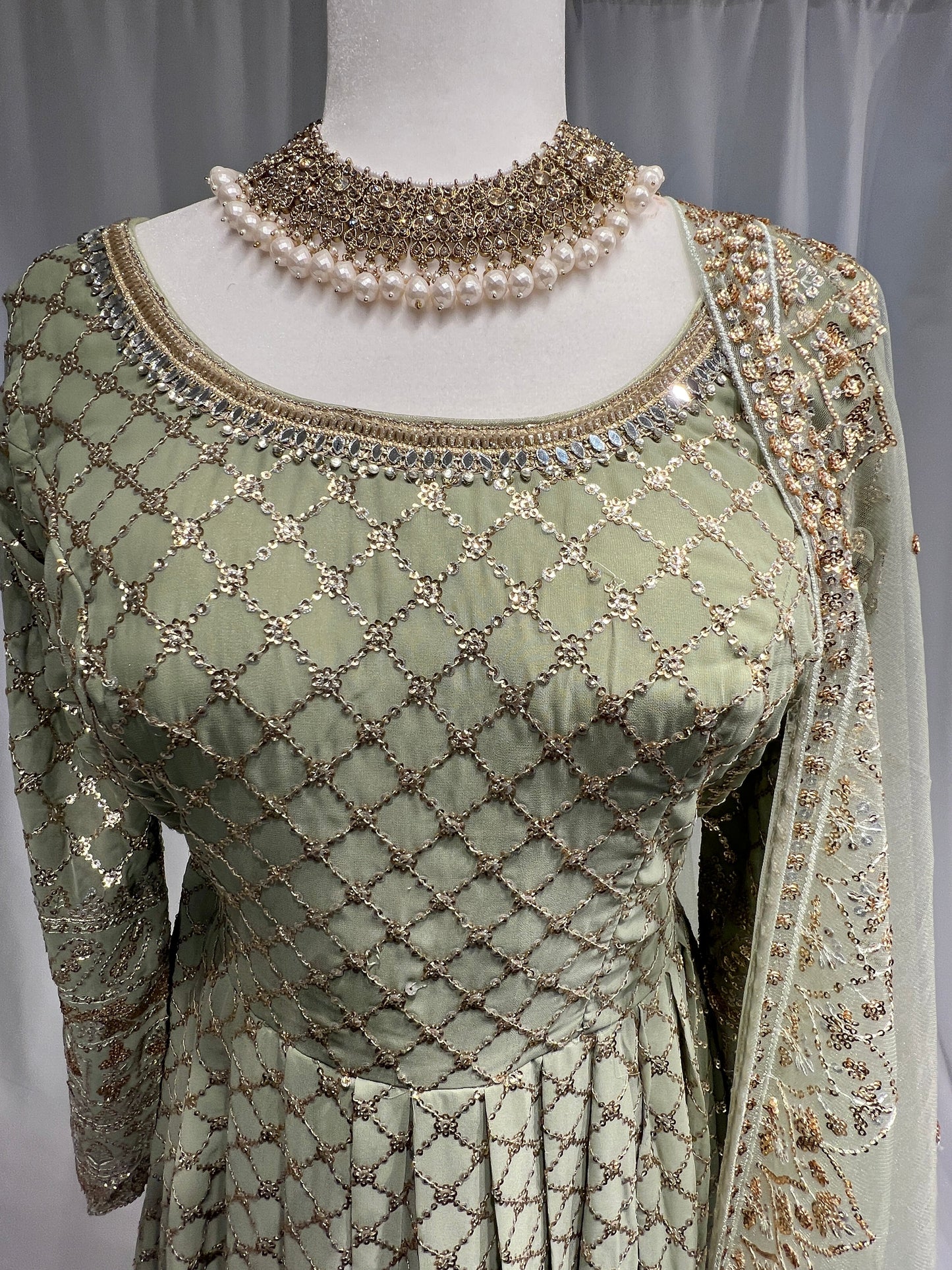 Elegant Sage Green Gown