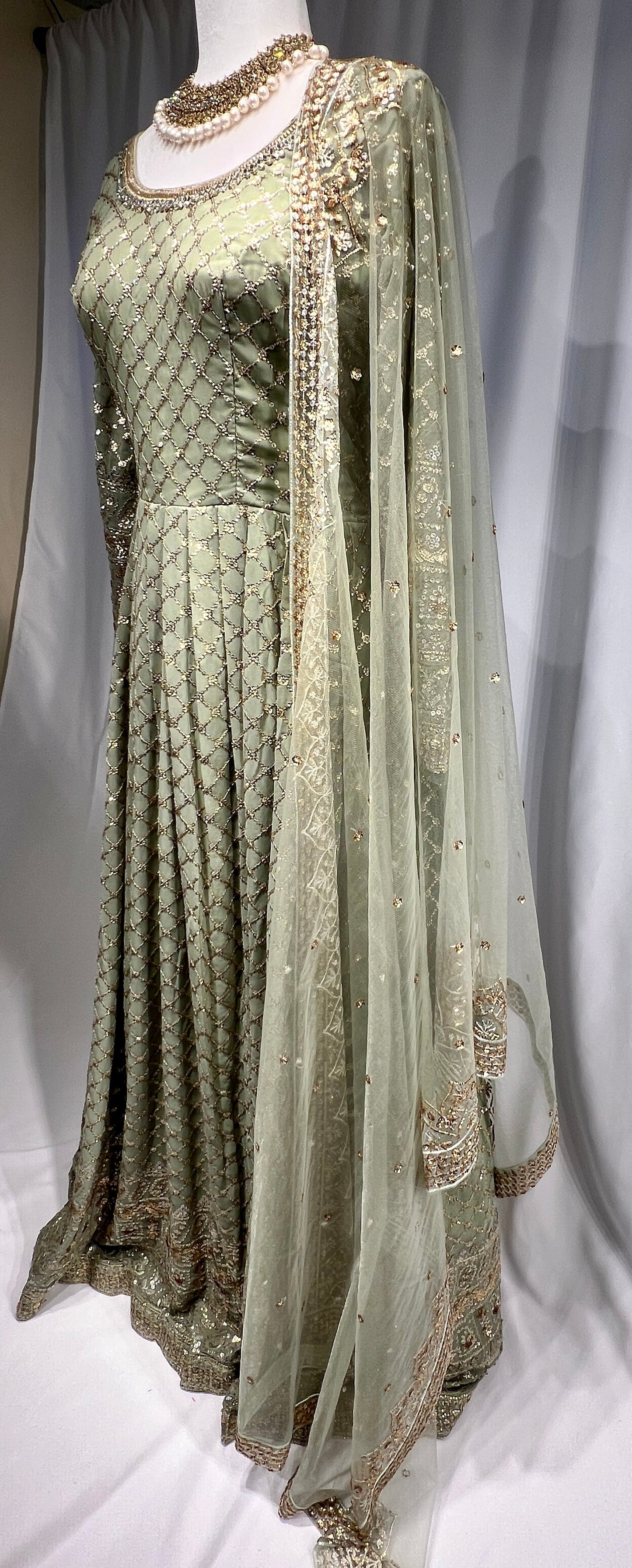 Elegant Sage Green Gown