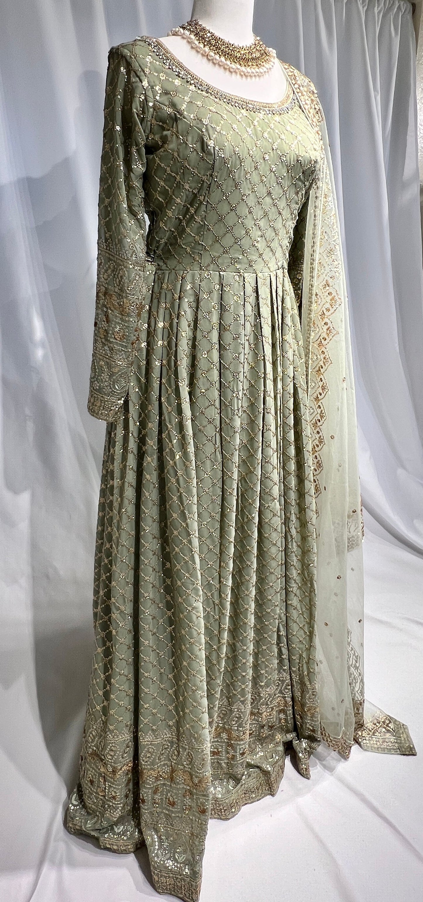 Elegant Sage Green Gown