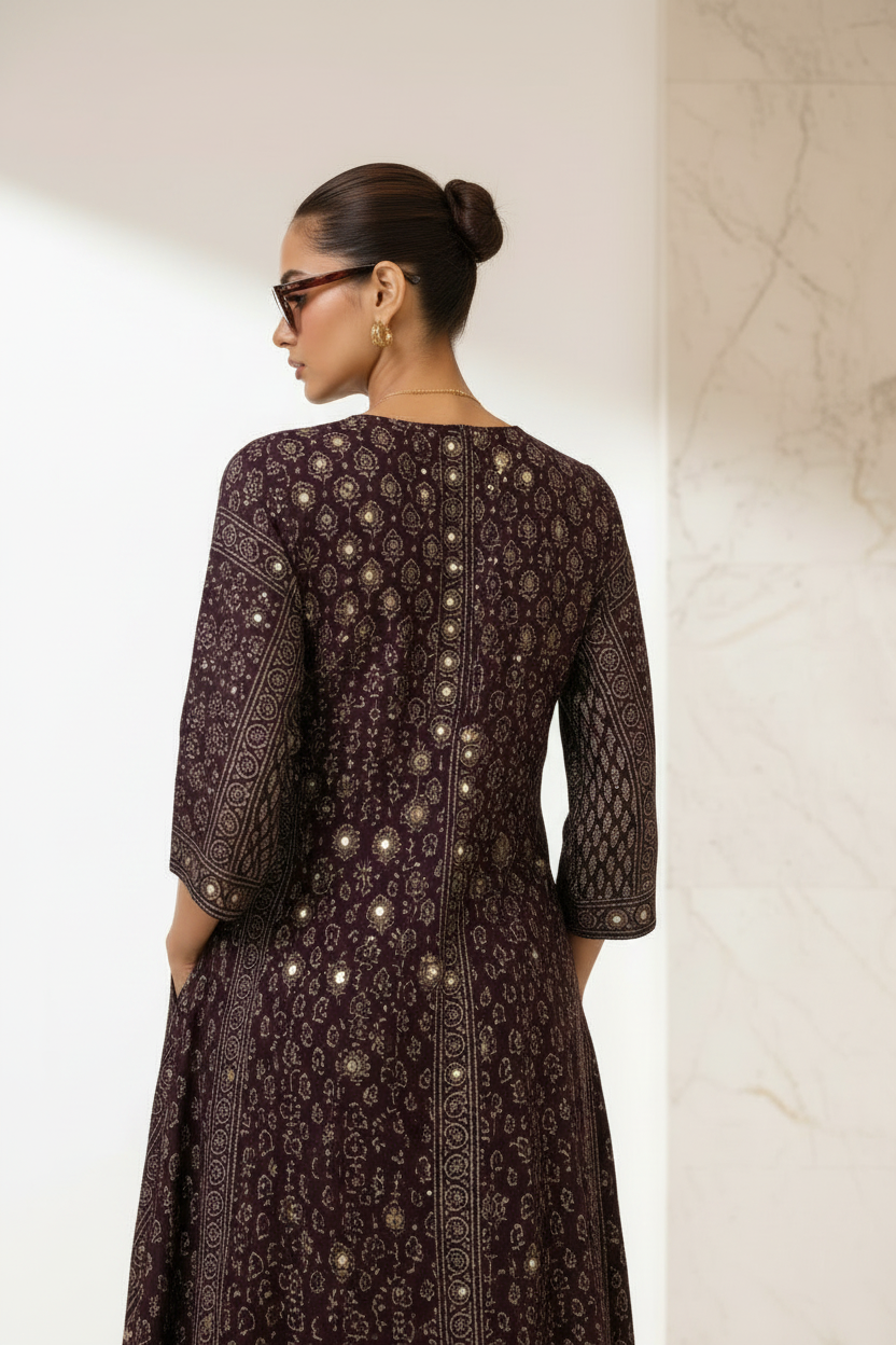 Designer Crepe Co-Ord Set Ajrakh Print