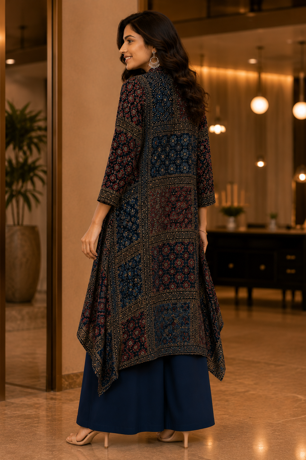 Designer Ajrakh Printed Kurta Set