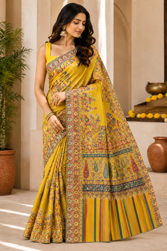 Printed Kalamkari-Inspired Saree