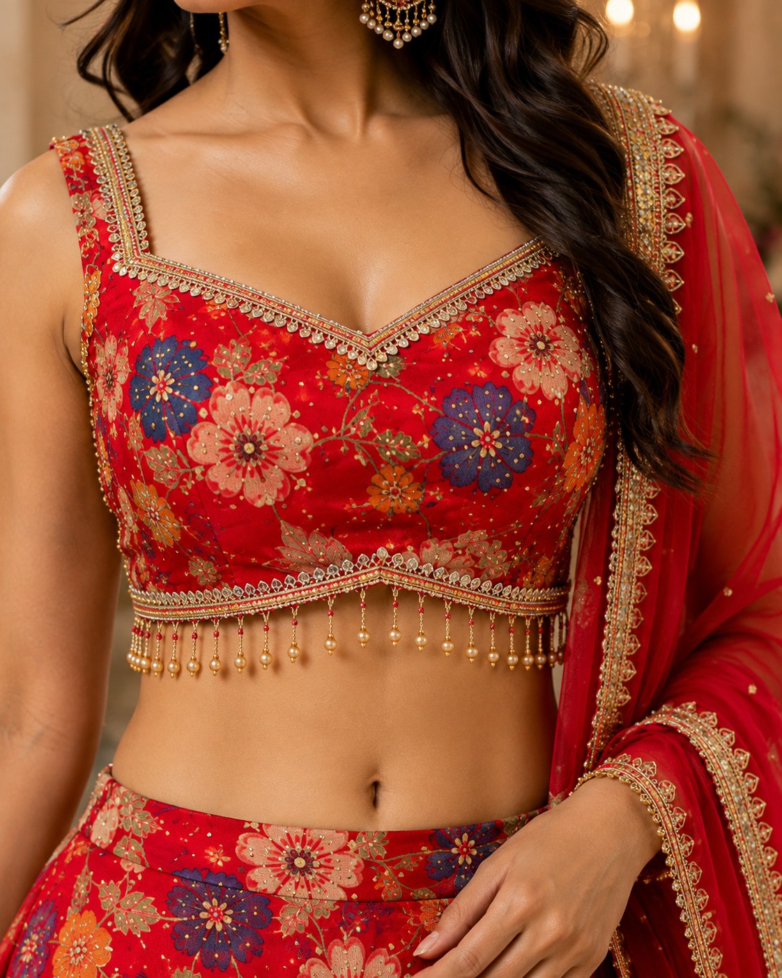 Exquisite Embroidered Lehenga Set (4 Colors)