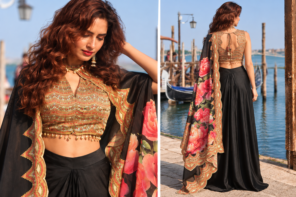 Florance – Contemporary Indo-Western Set with Cape Dupatta