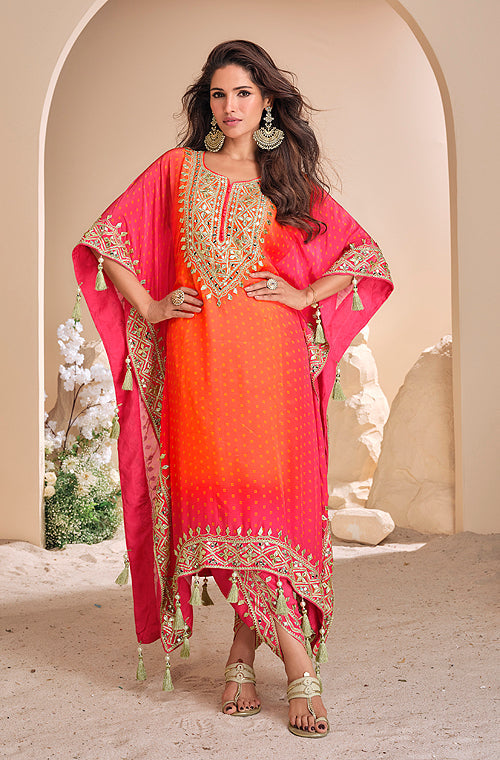 Vibrant Indo-western Kaftan Dhoti Set