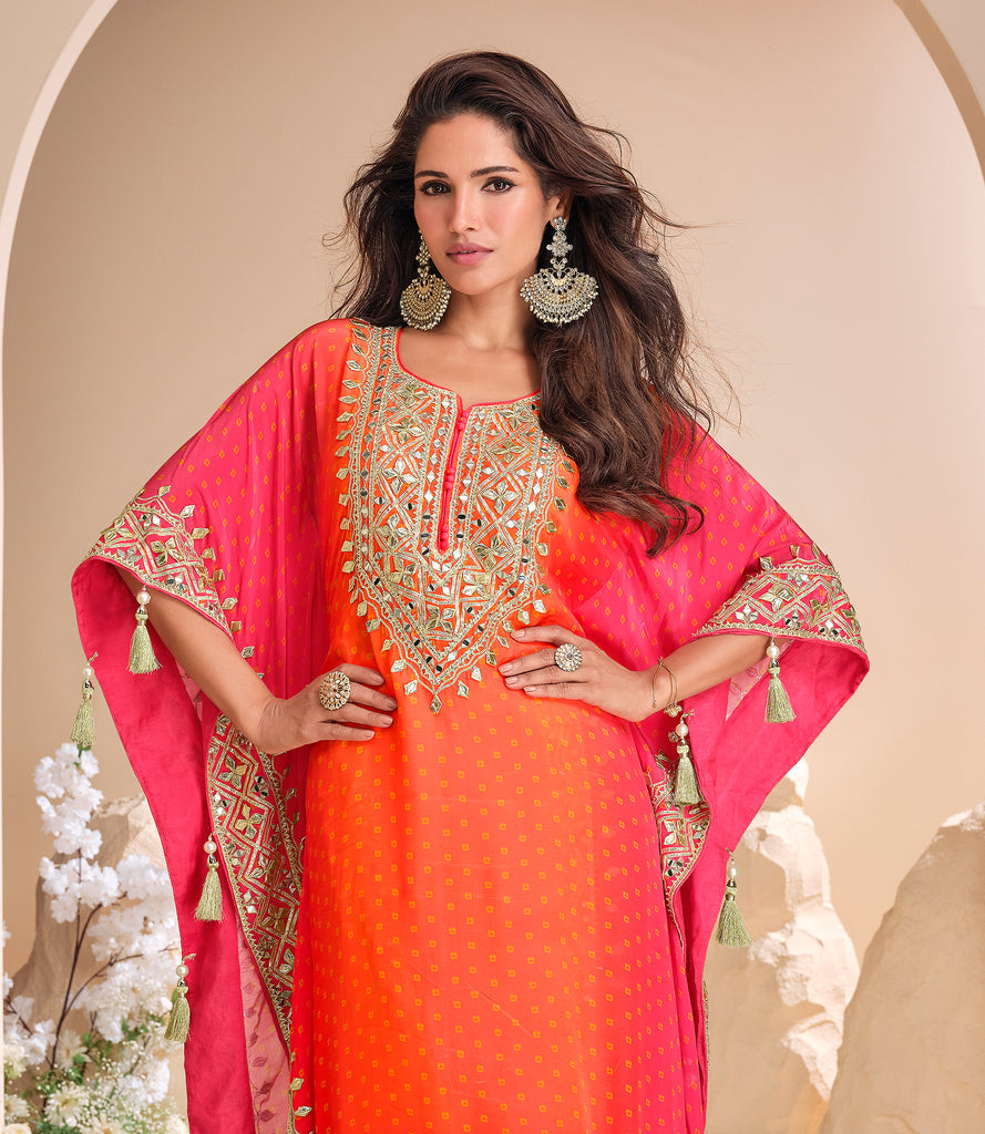 Vibrant Indo-western Kaftan Dhoti Set