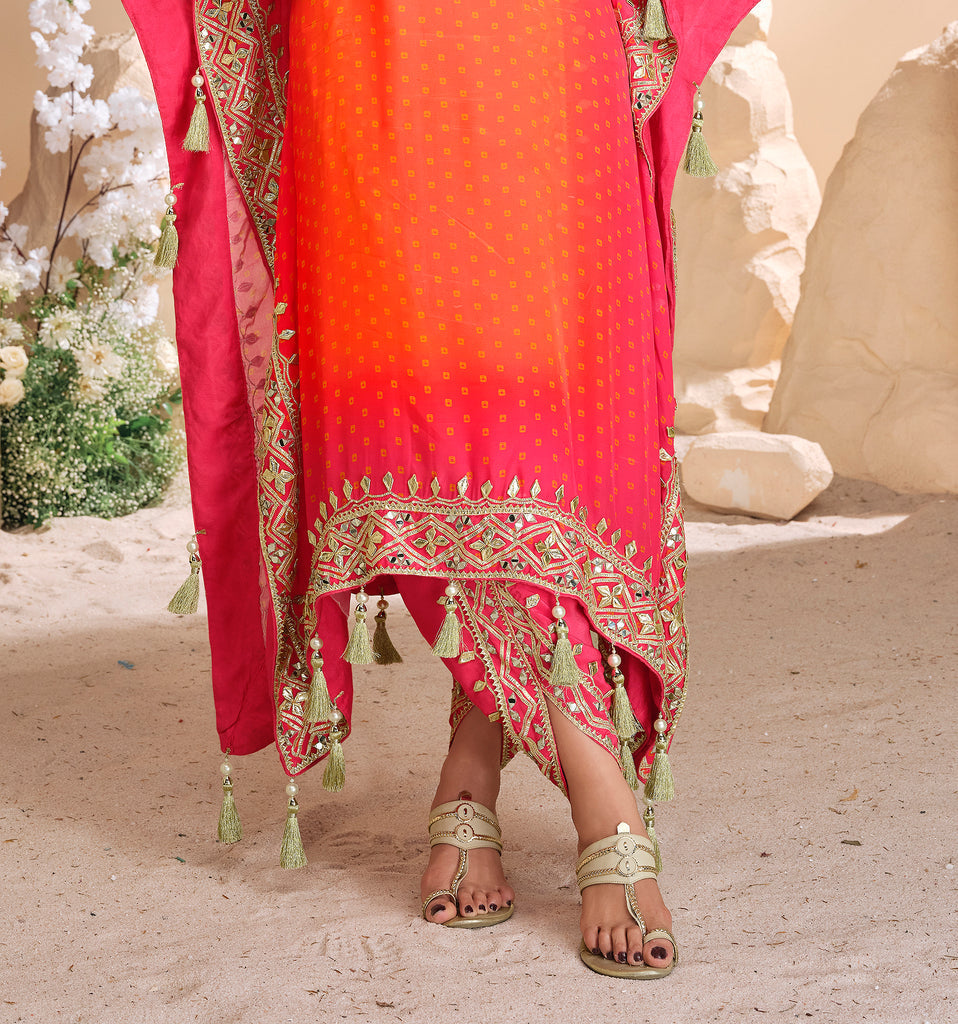 Vibrant Indo-western Kaftan Dhoti Set