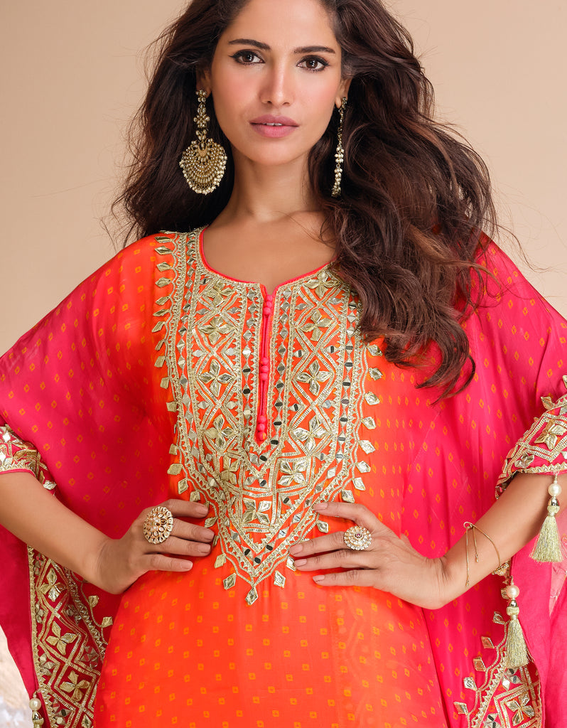 Vibrant Indo-western Kaftan Dhoti Set