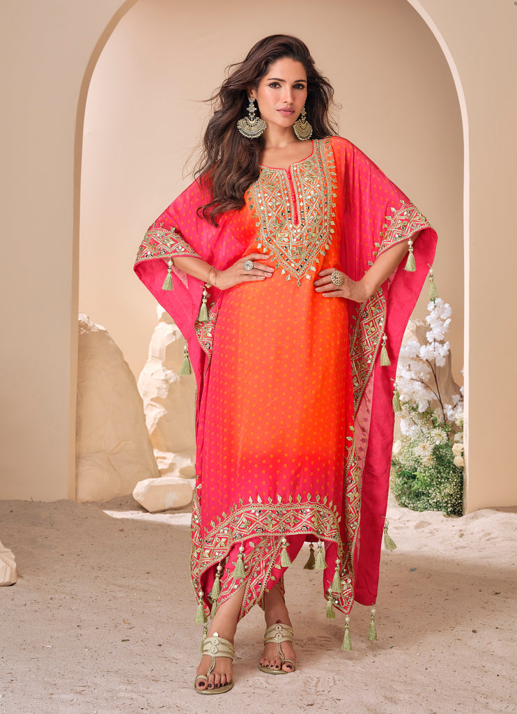 Vibrant Indo-western Kaftan Dhoti Set