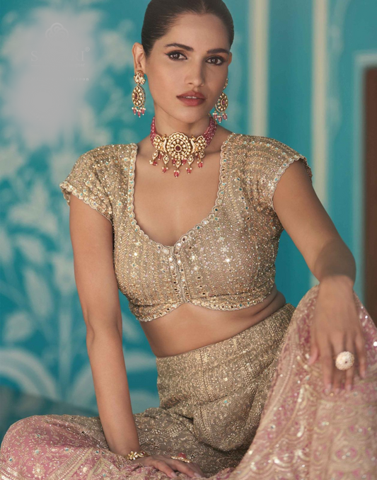Premium Beige Georgette Palazzo Set