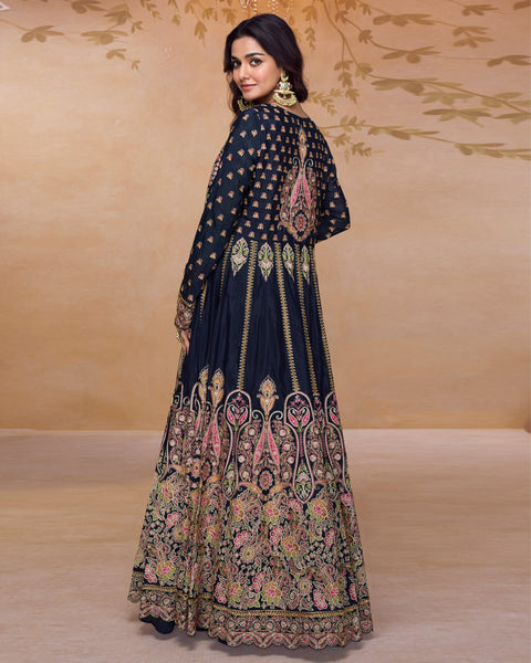 Blue Georgette crop top lehenga suit