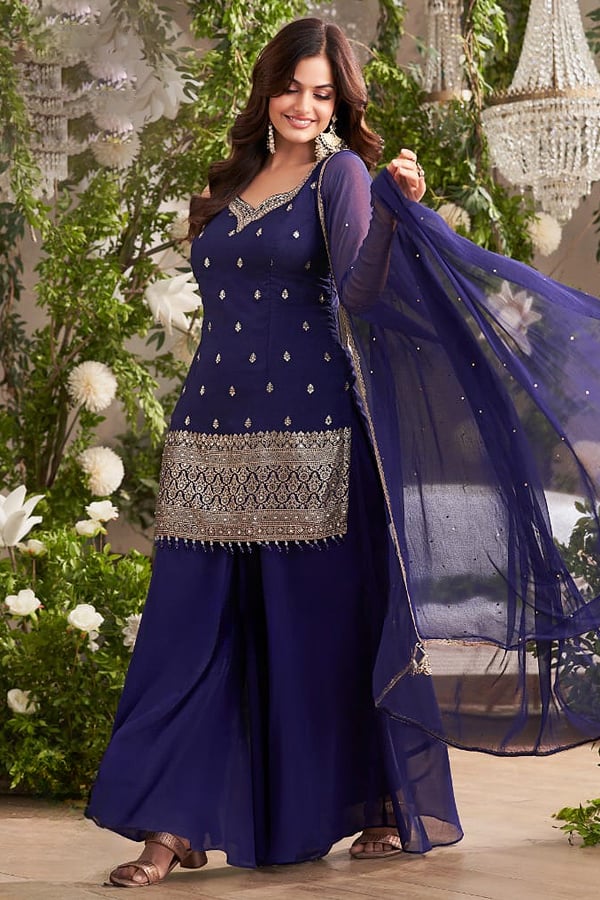 Majesty Regal Banarasi Silk Palazzo Suit Set