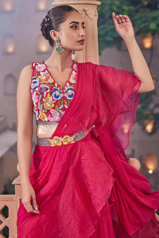 Stunning Ruffle Contemporary Saree dress
