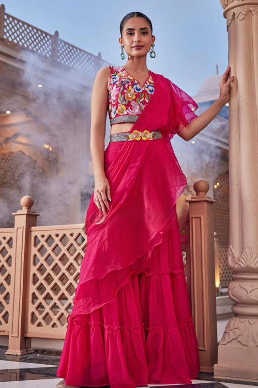 Stunning Ruffle Contemporary Saree dress