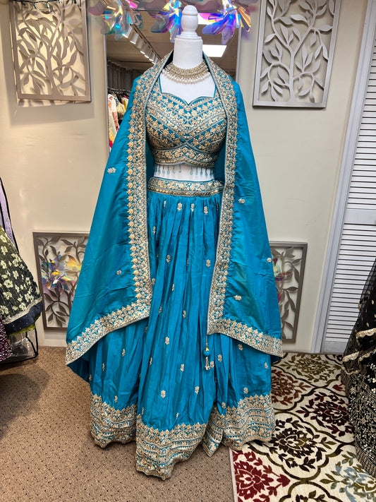 Elegant Turquoise blue lehenga set