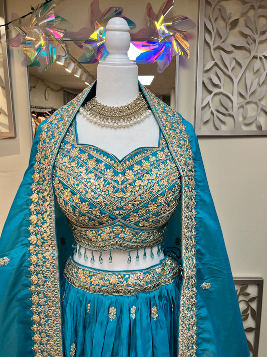 Elegant Turquoise blue lehenga set