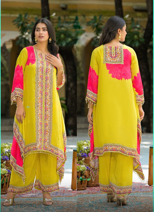 Pure crepe designer kaftan set