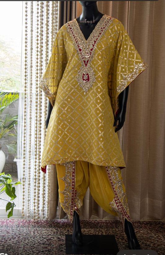 Kaftan style kurti and tulip pants
