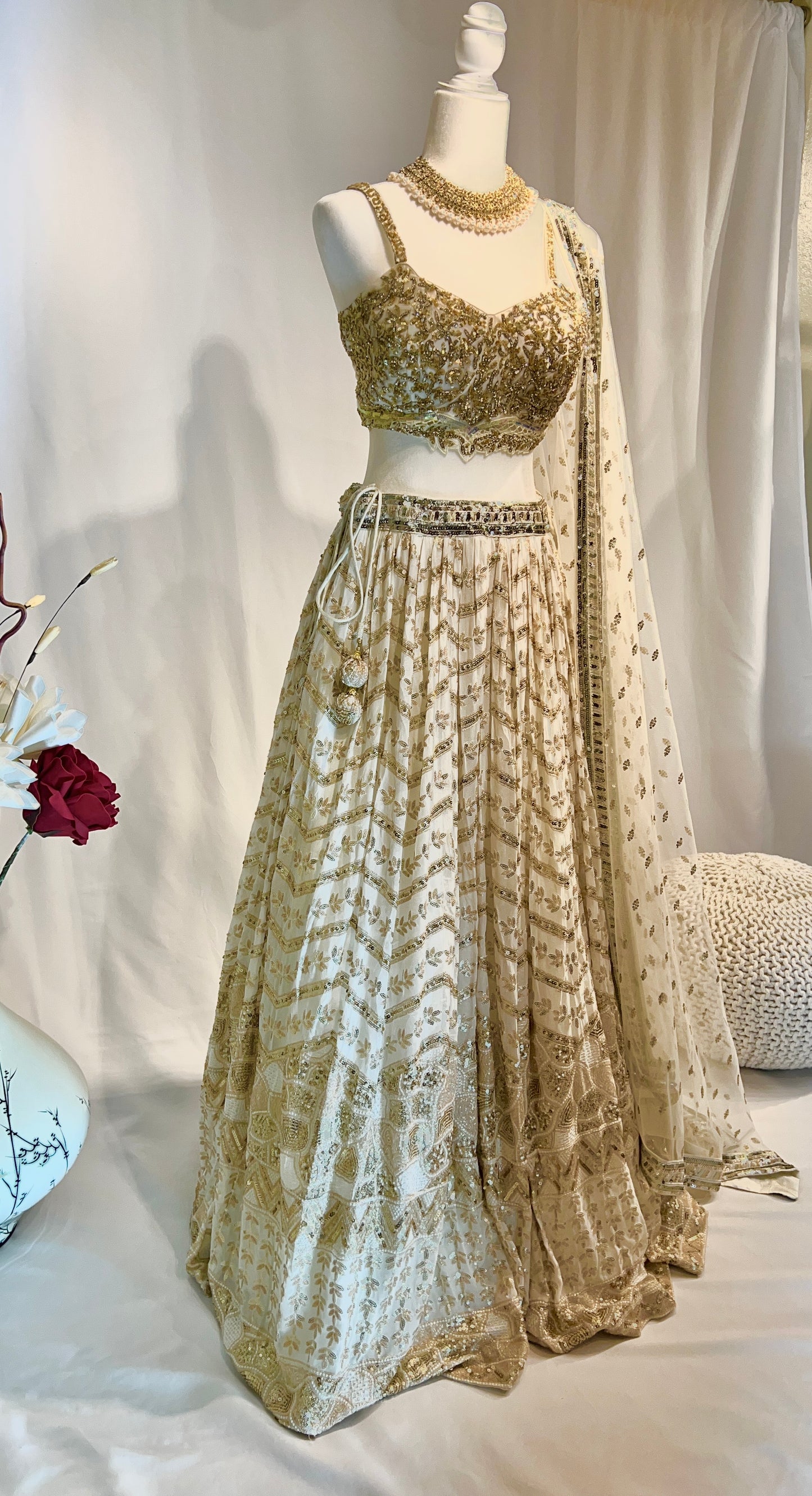 Timeless Ivory White Georgette Lehenga Set