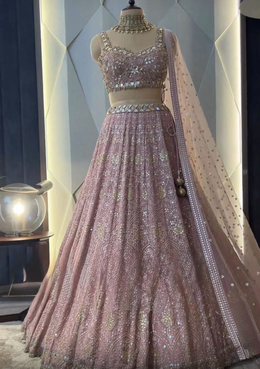 Stunning Misty Rose Lehanga set