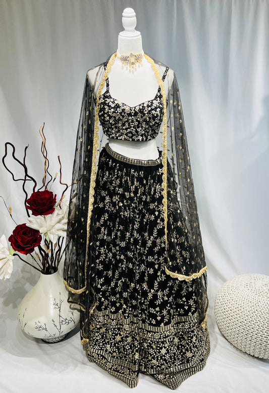 Glam Diva Black Lehenga set