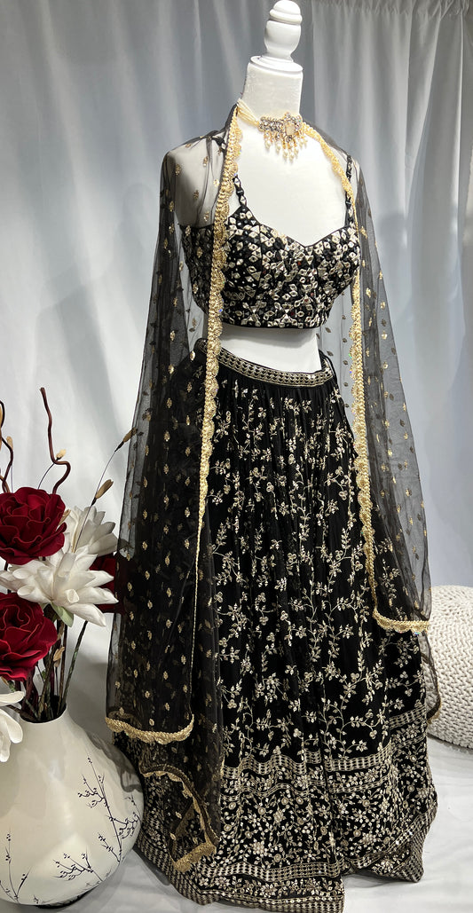 Glam Diva Black Lehenga set
