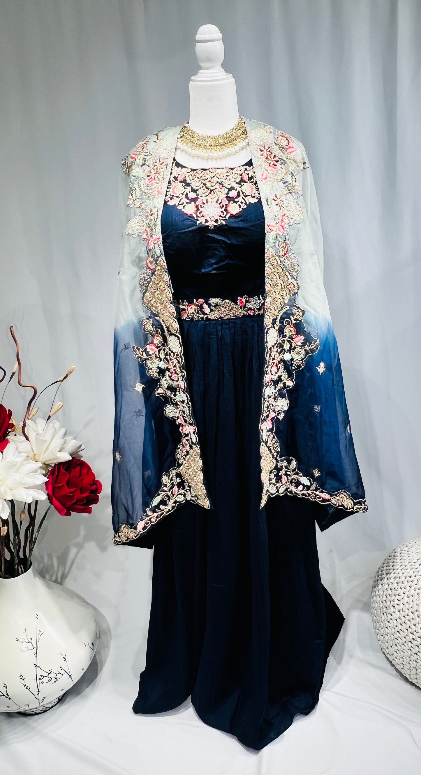 Midnight Navy Prussian Blue Lehanga Set