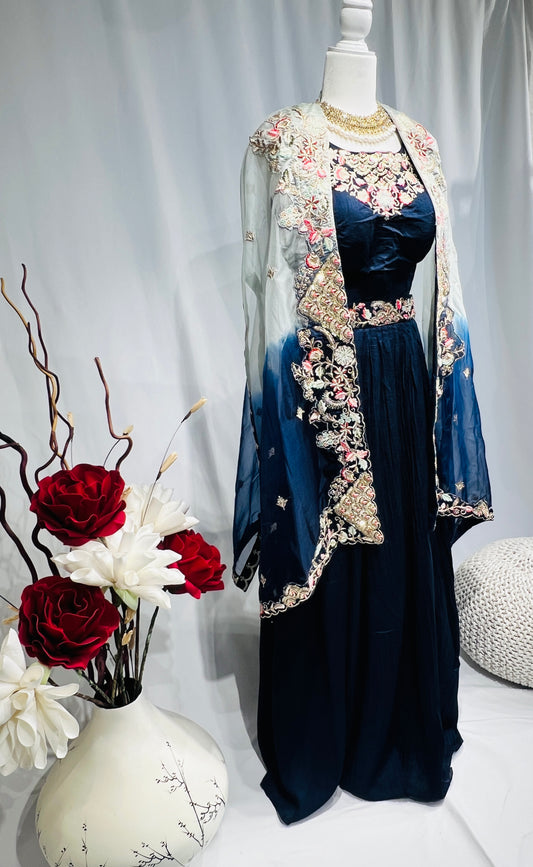 Midnight Navy Prussian Blue Lehanga Set