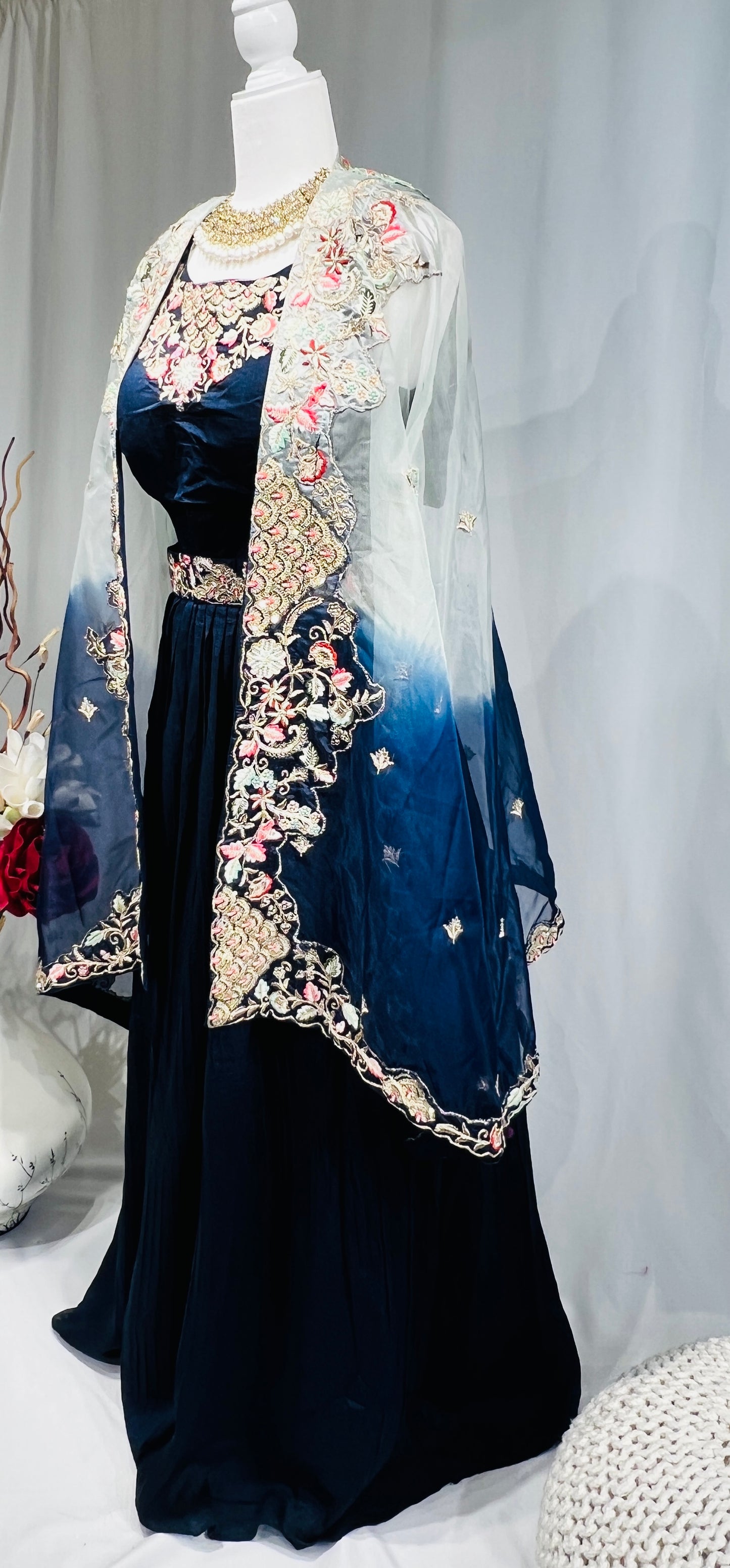 Midnight Navy Prussian Blue Lehanga Set