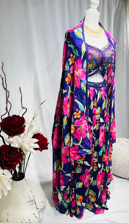 Fabulous Printed Lehenga set with cape and dupatta