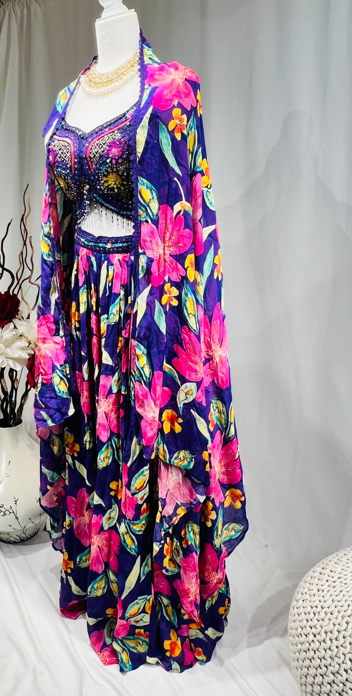 Fabulous Printed Lehenga set with cape and dupatta