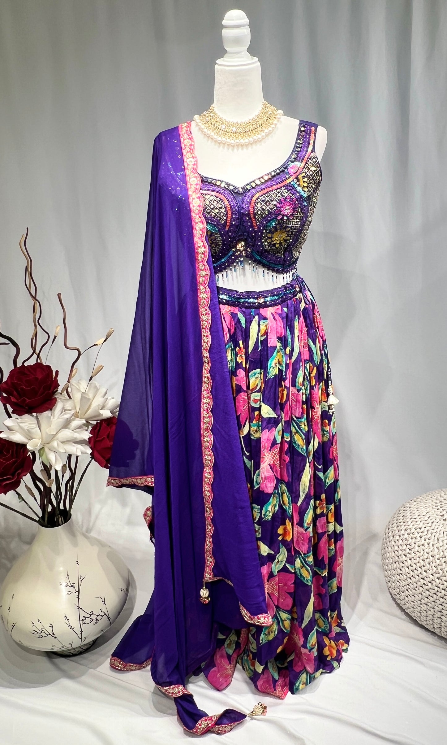 Fabulous Printed Lehenga set with cape and dupatta