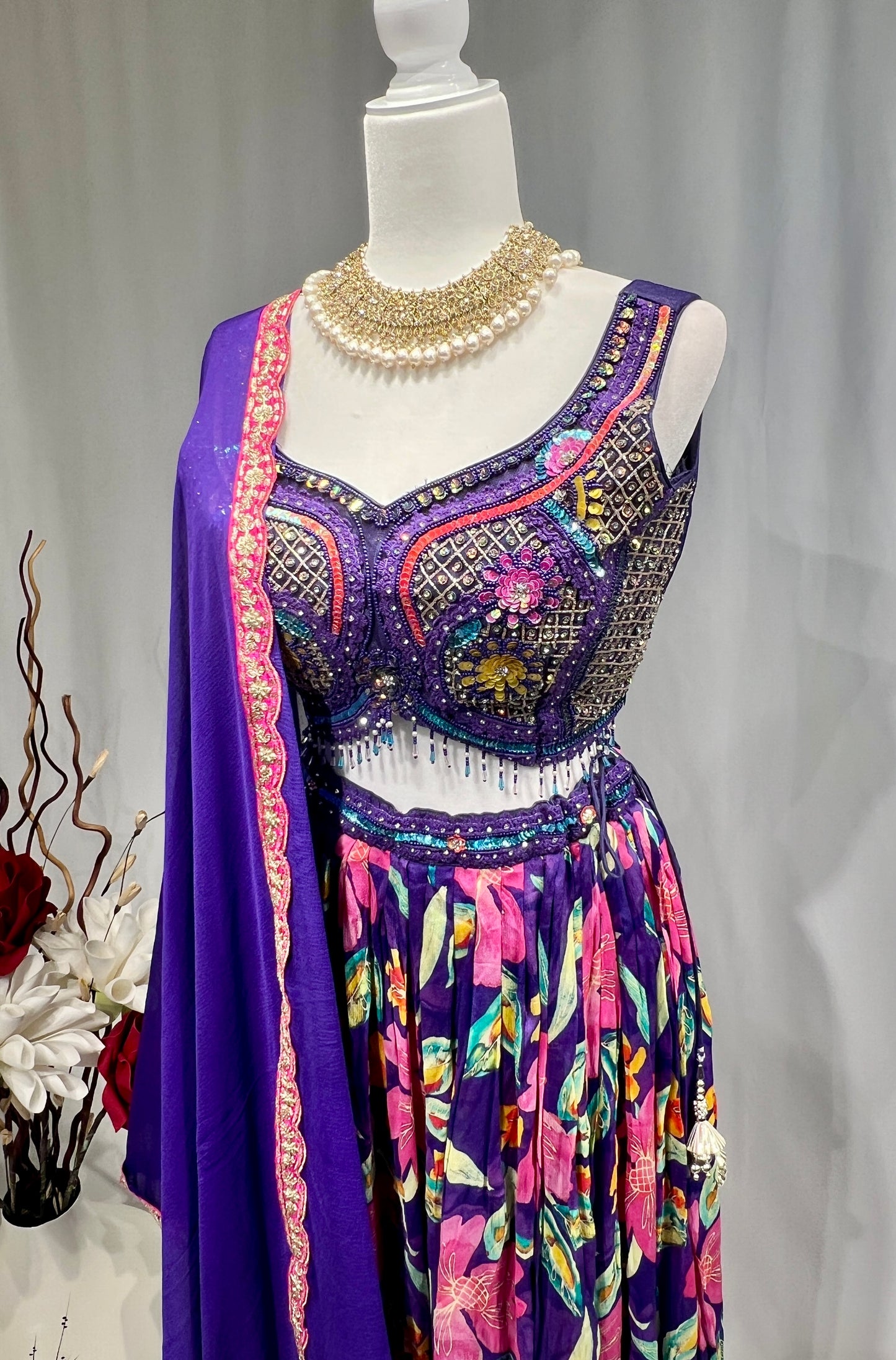 Fabulous Printed Lehenga set with cape and dupatta