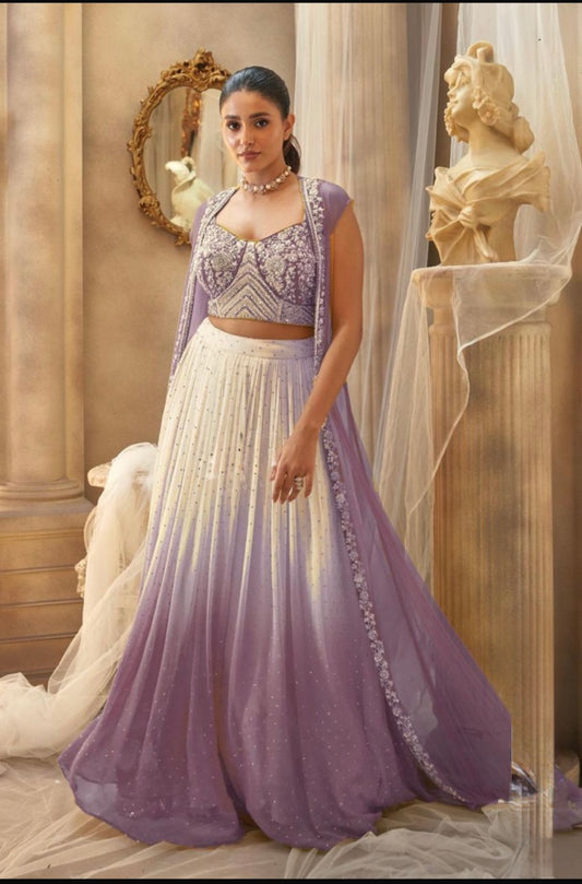 Flowy Lilac pastel shaded Lehenga with a koti