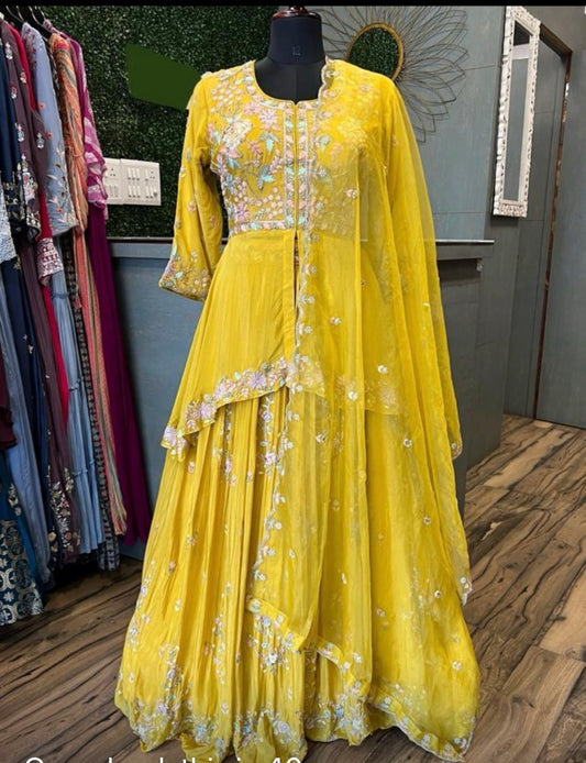 Asymmetrical indo-western lehenga set