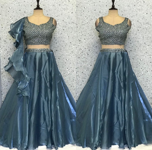 Organza embellished lehenga set