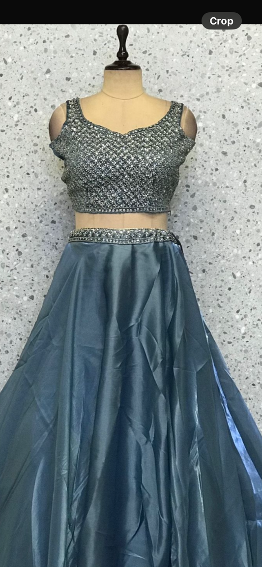 Organza embellished lehenga set
