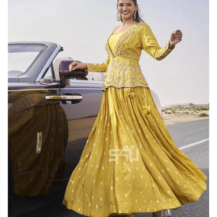 Yellow Jacket Style Lehenga Choli