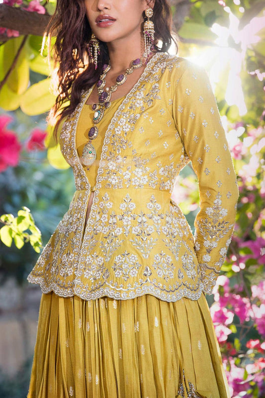 Yellow Jacket Style Lehenga Choli
